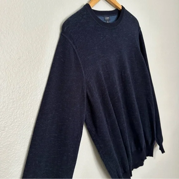 J. Crew Sweater Men's Large Navy Cotton Crewneck Classic Long Sleeves - Picture 5 of 6
